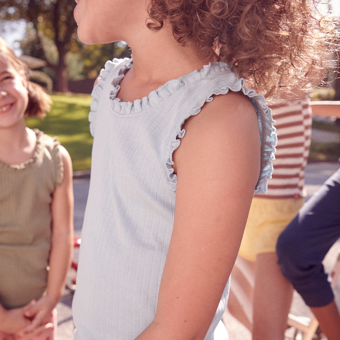 Joy Ruffle Rib Tank - Navy