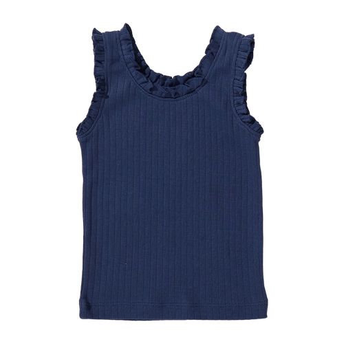 Joy Ruffle Rib Tank - Navy