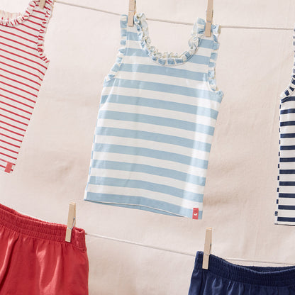Joy Ruffle Tank - Cocoa Stripe
