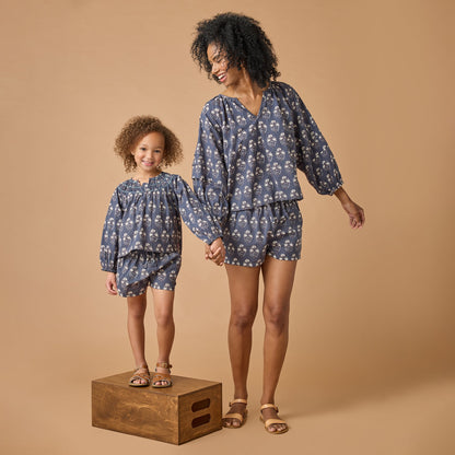 Womens Ava Top - Navy Strawflower