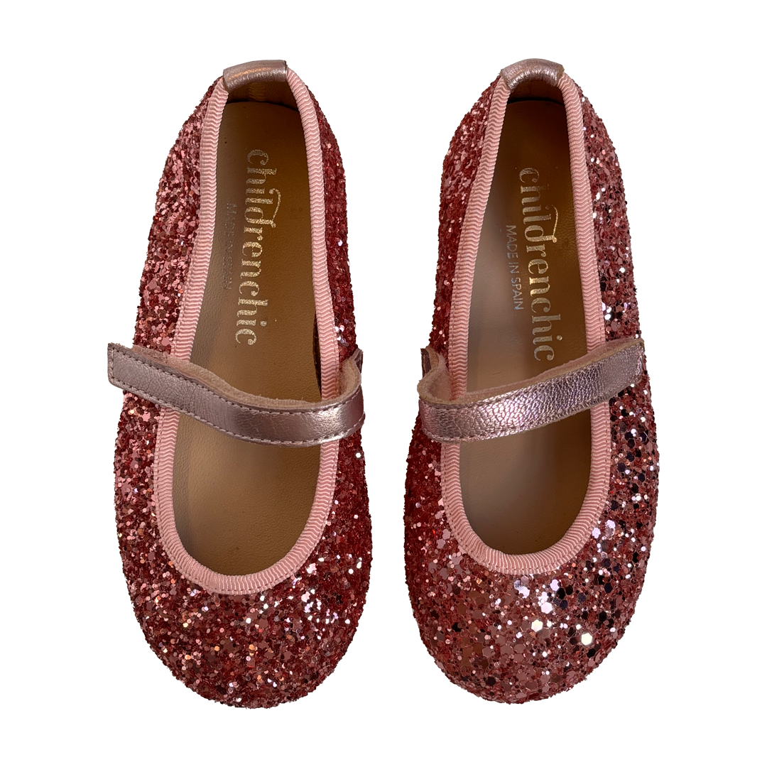 Leather Glitter Mary Jane - Carmin Pink