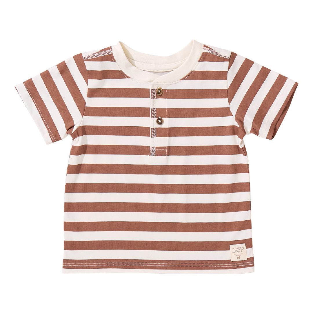 Scout Henley T-Shirt - Cocoa Stripe