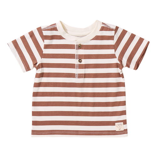 Scout Henley T-Shirt - Cocoa Stripe